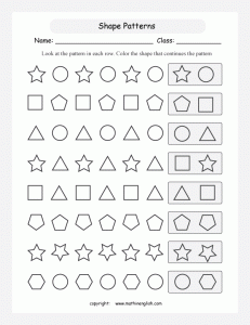 free shape pattern worksheet