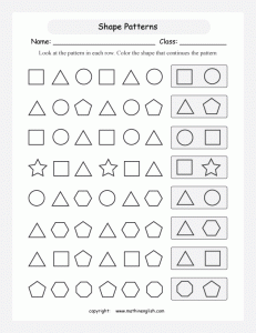 free shapes pattern worksheet