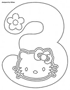 hello kitty number 3 trace worksheet