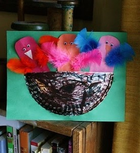 paper plate bird nest
