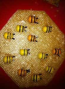 pasta and surprise egg bee bulletin board