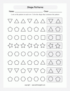 shape patterns worksheet for kid