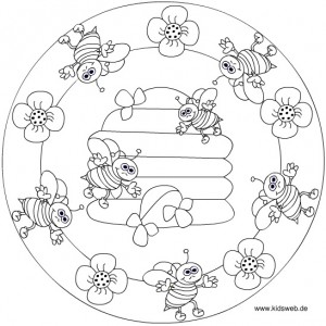 spring bee mandala coloring