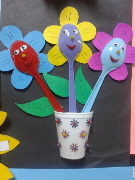 craft flower spoon crafts paper preschool toddler projects idea daycare kindergarten diy mother card spring worksheets kidish safe engine pre