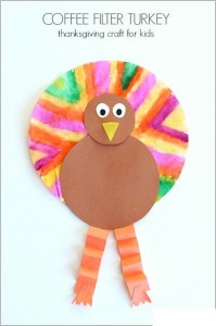 Coffee Filter Turkey Thanksgiving Craft idea for kids
