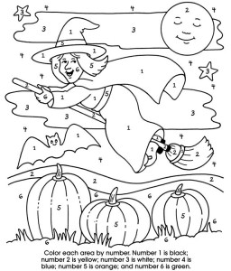 color by number halloween coloring pages