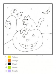 color by number halloween worksheet