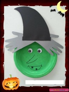 paper plate and handprint witch craft