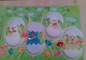 paper plate and sponge chick craft