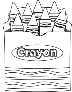 Box of Crayons and Two Crayons - Coloring Page (Back to School)