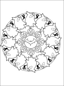halloween mandala coloring page for kids