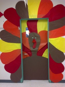Fall turkey thanksgiving classroom door decoration for students