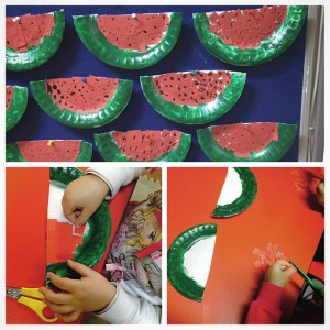 paper plate watermelon craft