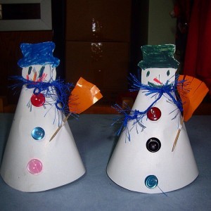cone shaped snowman craft