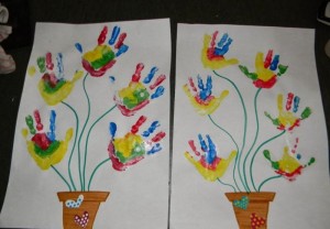 handprint flower bulletin board