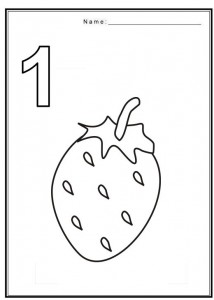Free coloring pages of number 1  with fruit