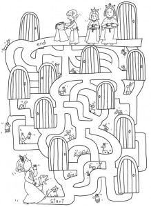 princess maze worksheet for kids