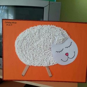 qtip sheep bulletin board idea