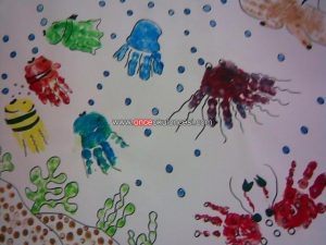 handprint sea animal bulletin board idea for kids