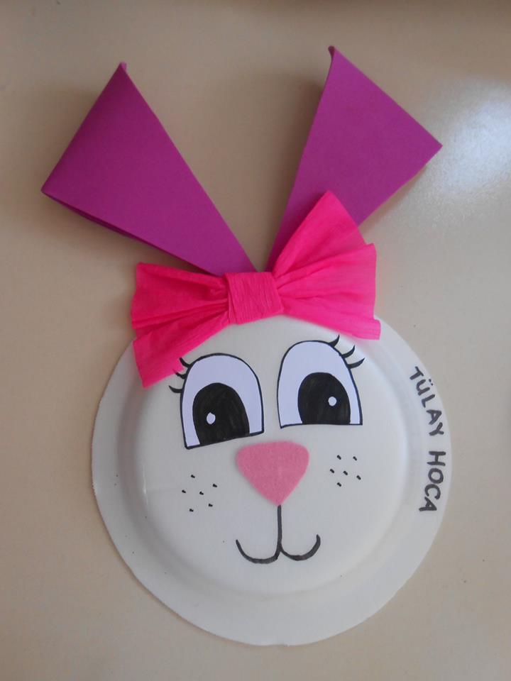 paper craft bunny plate crafts kindergarten preschool toddler worksheets
